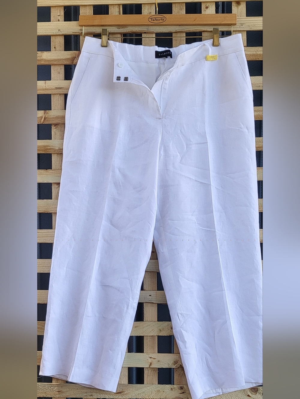 Talbots White Cropped Wide-Leg Pants
